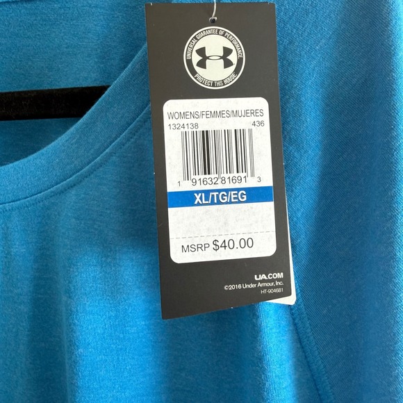 Under Armour Heatgear Womens Long Sleeve Top Blue Open Back Loose Fit XL - Picture 4 of 10
